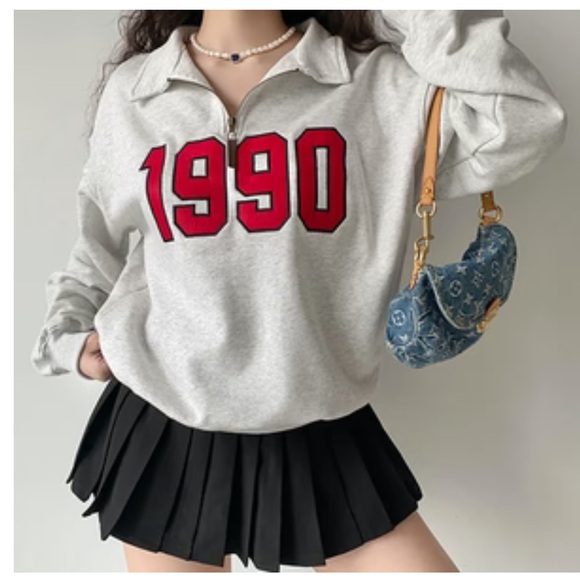 Ampersand Avenue 100% cotton 1990s Half Zip Pullover Heather grey size small - Picture 1 of 9